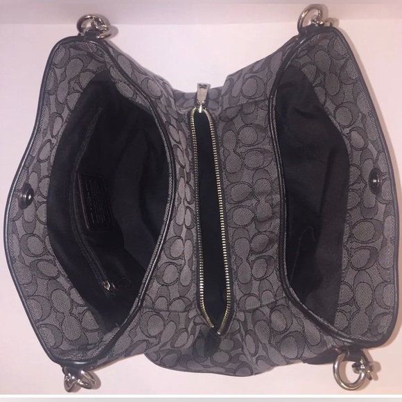 Coach F36424 Phoebe Smoke/Black Outline Signature Shoulder Bag - Picture 2 of 10